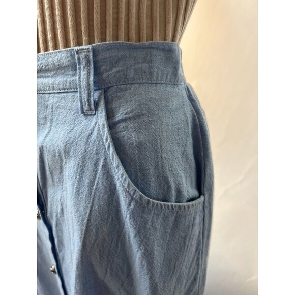 Vintage Alexa E. Light Blue Button-Front Cotton Skirt Size Small Made In USA - Picture 15 of 16